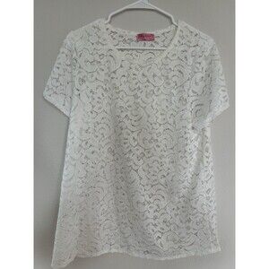 Ragdoll LA Lace Crotchet Beach Coverup Top White Resortwear Mesh Contemporary